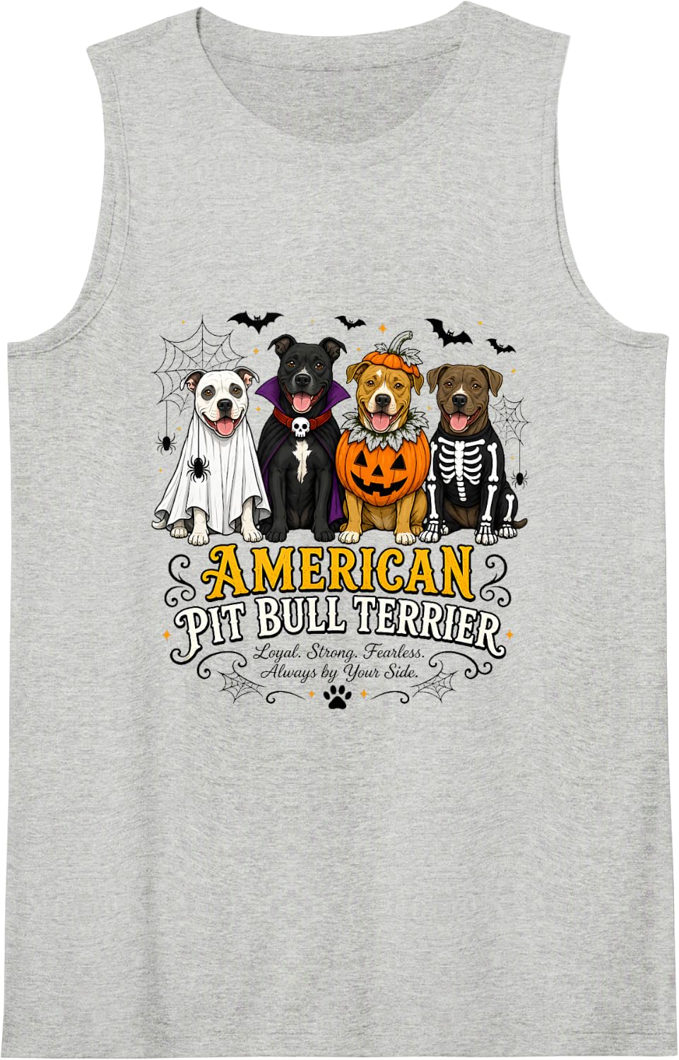 American Pit Bull Terrier Halloween Costume Sleeveless Tank Top - Heather Grey
