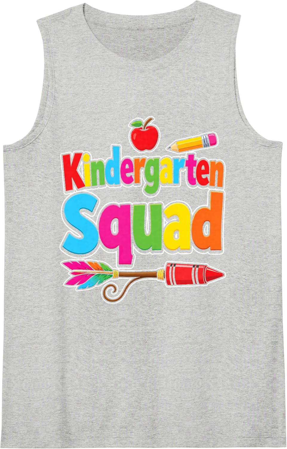 Kindergarten Squad Kids First Day Elementary School Sleeveless Tank Top - Heather Grey