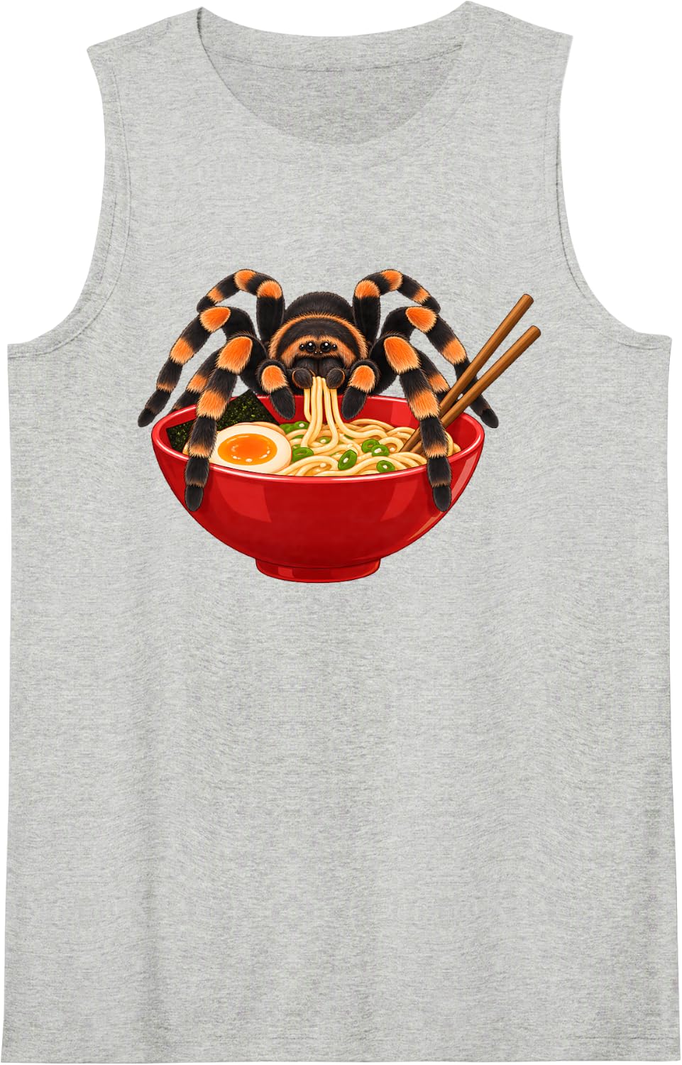 Cute Tarantula Ramen Bowl Sleeveless Tank Top - Heather Grey