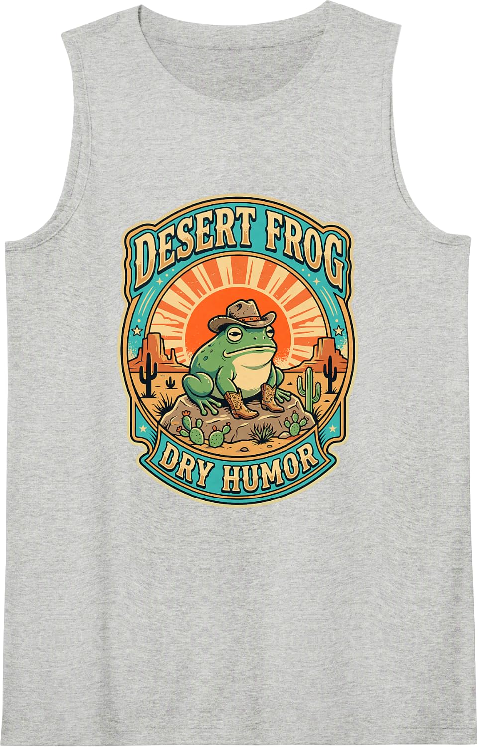 Desert Frog Dry Humor Illustration Art Sleeveless Tank Top - Heather Grey