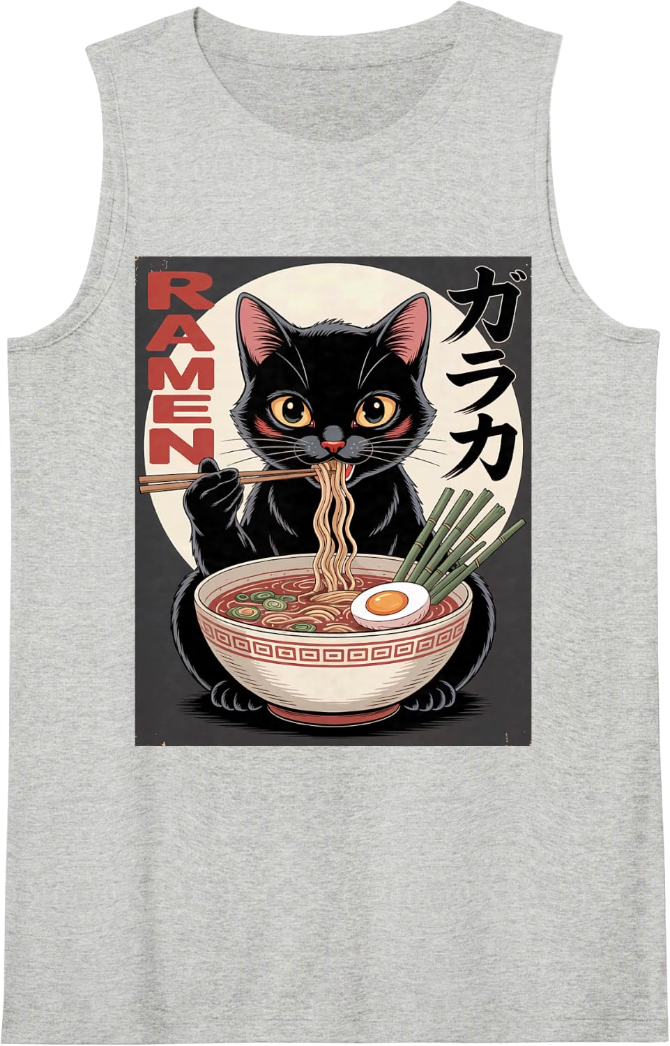 Japanese Kawaii Cat Ramen Otaku Anime Lover Boys Girls Teens Tank Top - Heather Grey