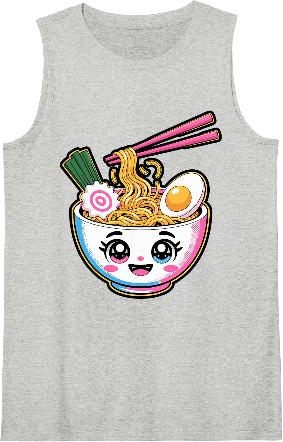 Ramen Ritual Grunge Portrait Art Sleeveless Tank Top - Heather Grey