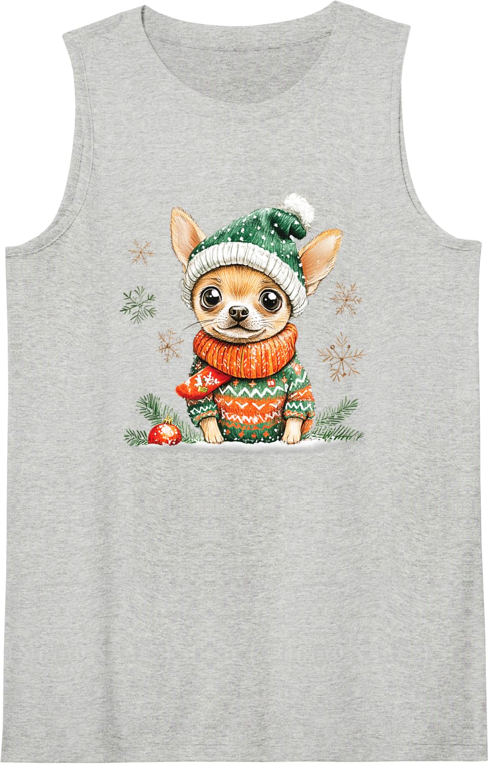 Cute Chihuahua with A Happy Face, Standing, in Cartoon Style Sleeveless Tank Top - Heather Grey