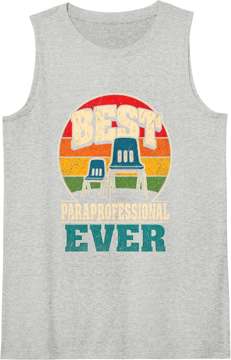 Paraprofessional Gift Teacher Aide Retro School Squad Sleeveless Tank Top - Heather Grey