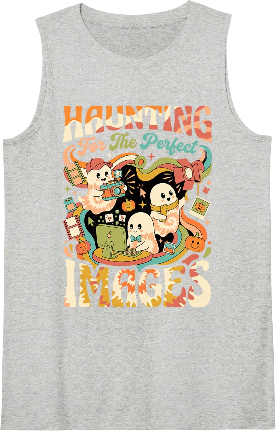 Haunting for The Perfect Images Halloween Ghost Photographer Tank Top - Heather Grey