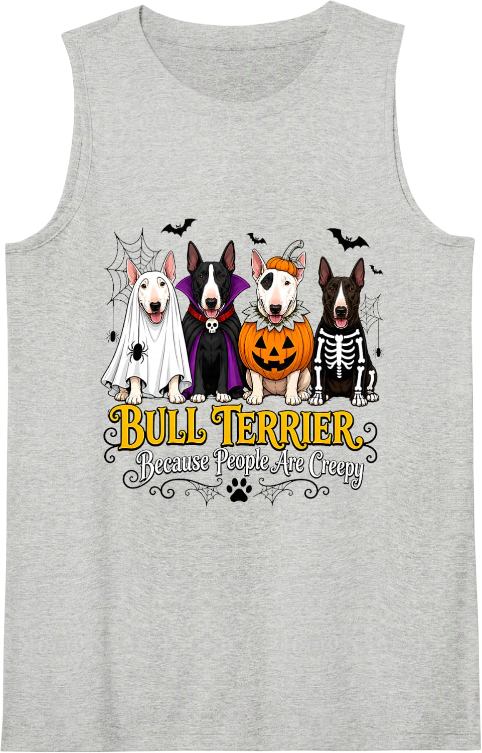 Bull Terrier Halloween Costume Party Fun Sleeveless Tank Top - Heather Grey