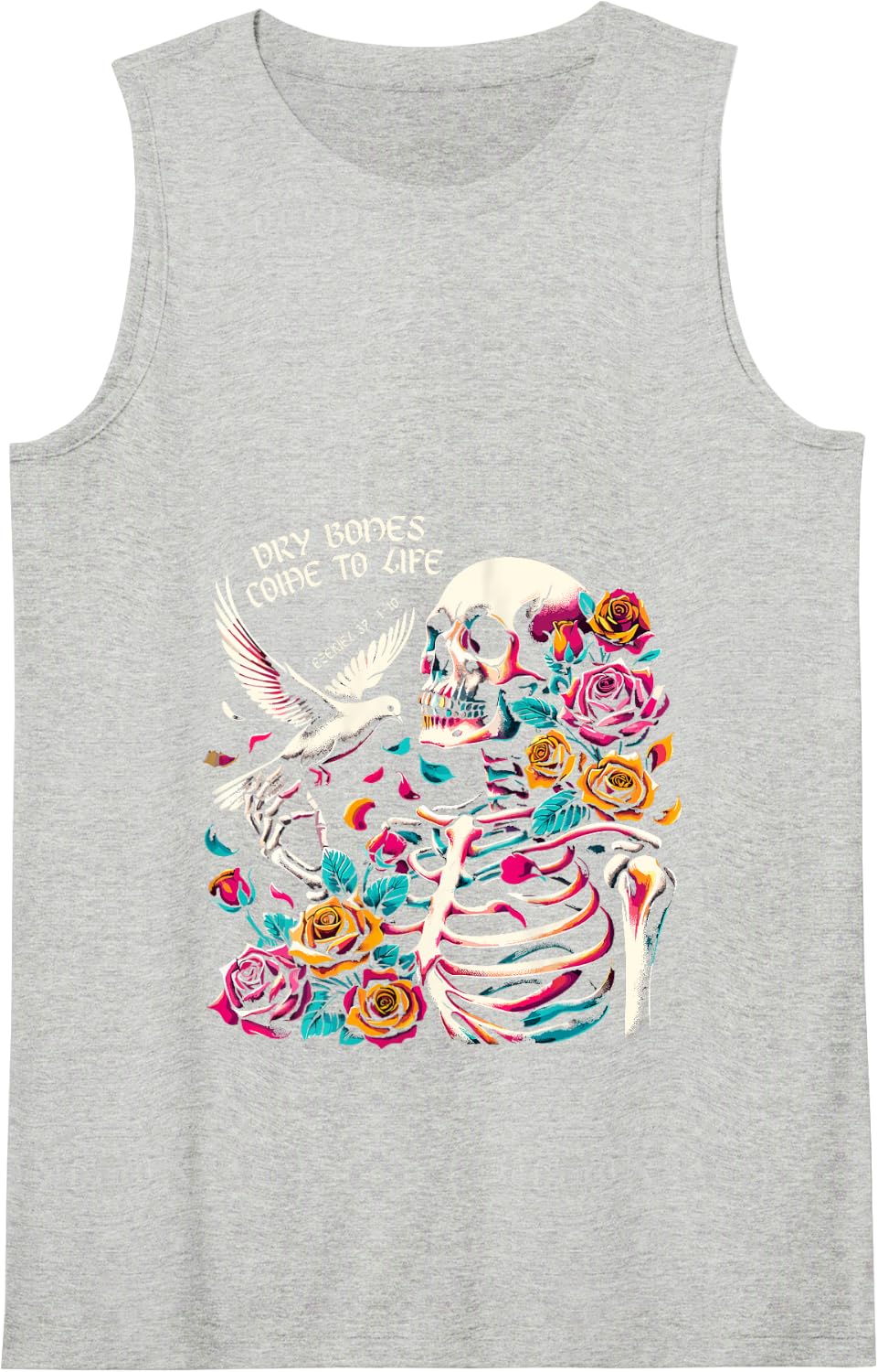 Skeleton Dry Bone Come Life Funny Tank Top - Heather Grey
