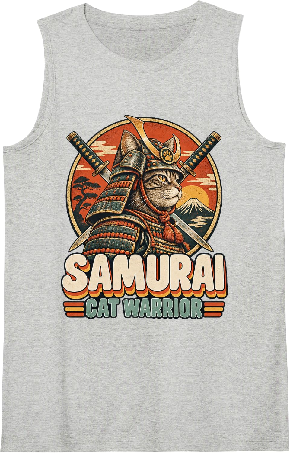 Japanese Graphic Sleeveless Tank Top - Heather Grey