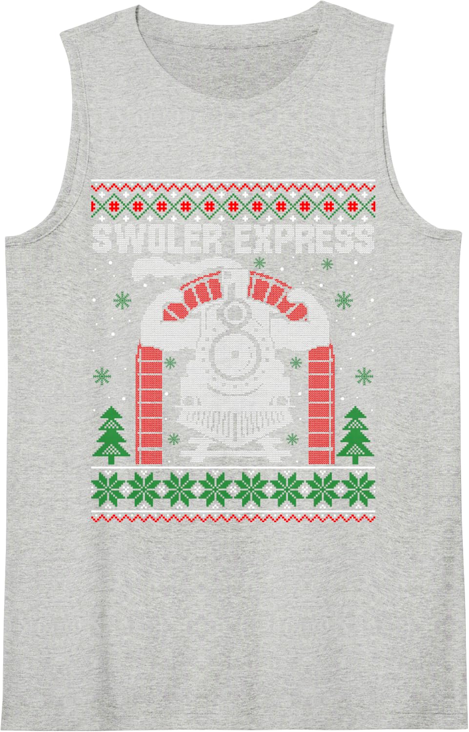 Swoler Train Express Ugly Christmas Sweater Sleeveless Tank Top - Heather Grey