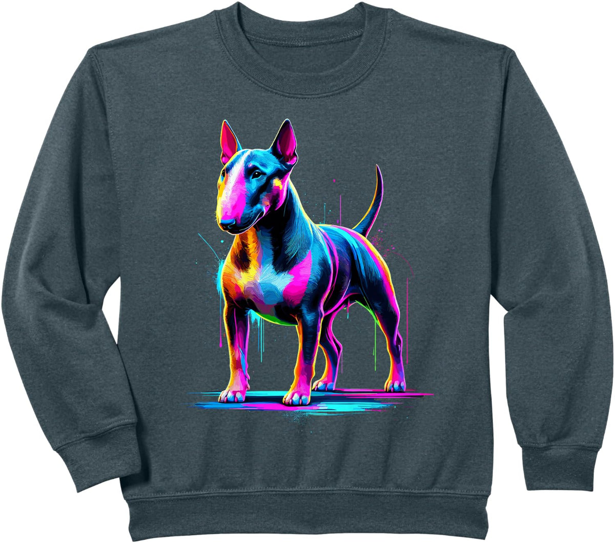 Paint Art Miniature Bull Terrier Mini Bull Sweatshirt - Dark Heather Grey