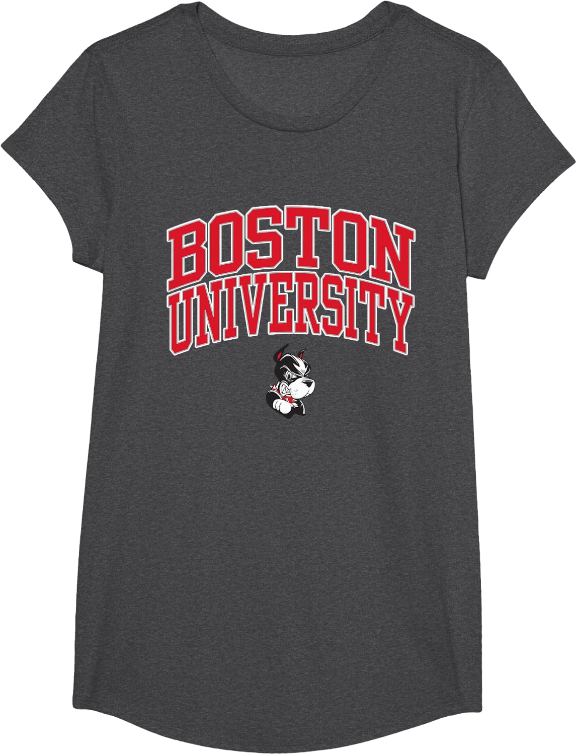 Boston Terriers Arch Over Team Icon - Neutral Boston U T-Shirt - Girls Dark Heather Grey
