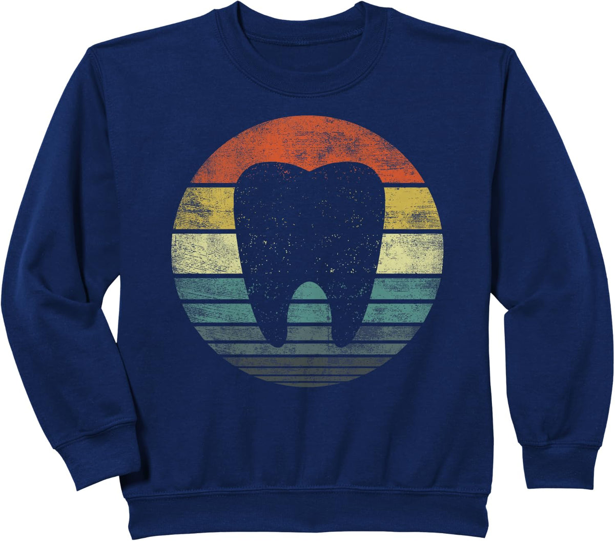 Dentist Gifts Dental Assistant Hygienist Retro Molar Tooth Sweatshirt - Navy Blue