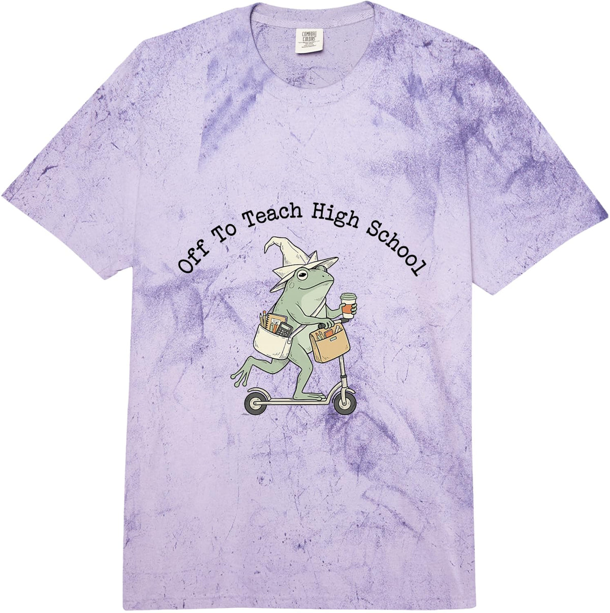 Off to Teach High School Back to School Frog Comfort Colors Adult Heavyweight T-Shirt - Adult Unisex Purple Tie Dye