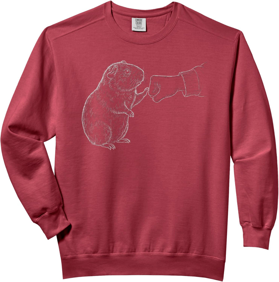 Guinea Pig Fist Bump Guinea Pig Owner Men Women Comfort Colors Adult Sweatshirt - Adult Unisex Crimson