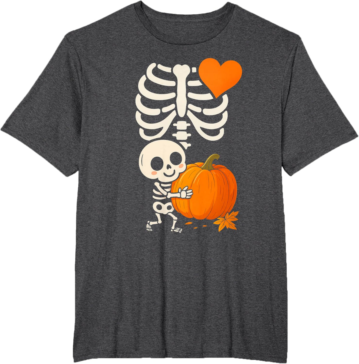 Halloween Skeleton Pregnancy Announcement Spooky Mom to Be T-Shirt - Dark Heather Grey