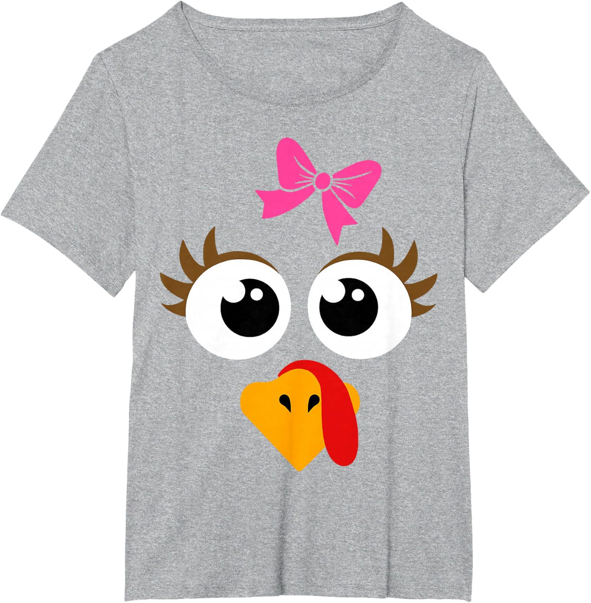Cute Thanksgiving Turkey Face Shirt Women Girls Turkey Day T-Shirt - Heather Grey