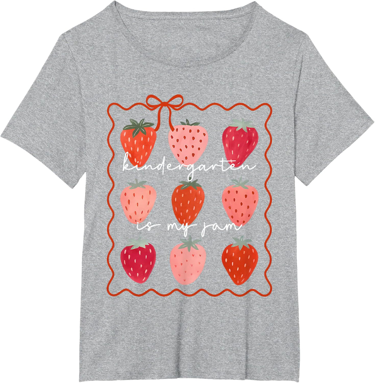 Groovy Kindergarten is My Jam Strawberry Kinder Team Teacher T-Shirt - Heather Grey
