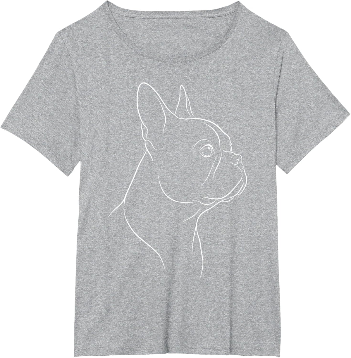 Boston Terrier Aesthetic Line Art Abstract Minimalist T-Shirt - Heather Grey