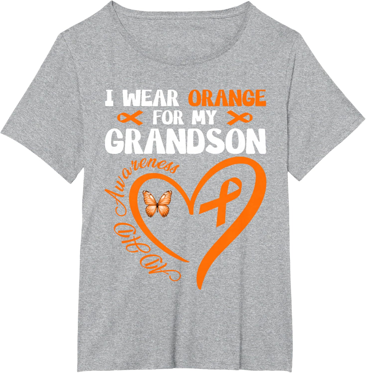 I Wear Orange for My Grandson ADHD Awareness Family Support T-Shirt - Heather Grey
