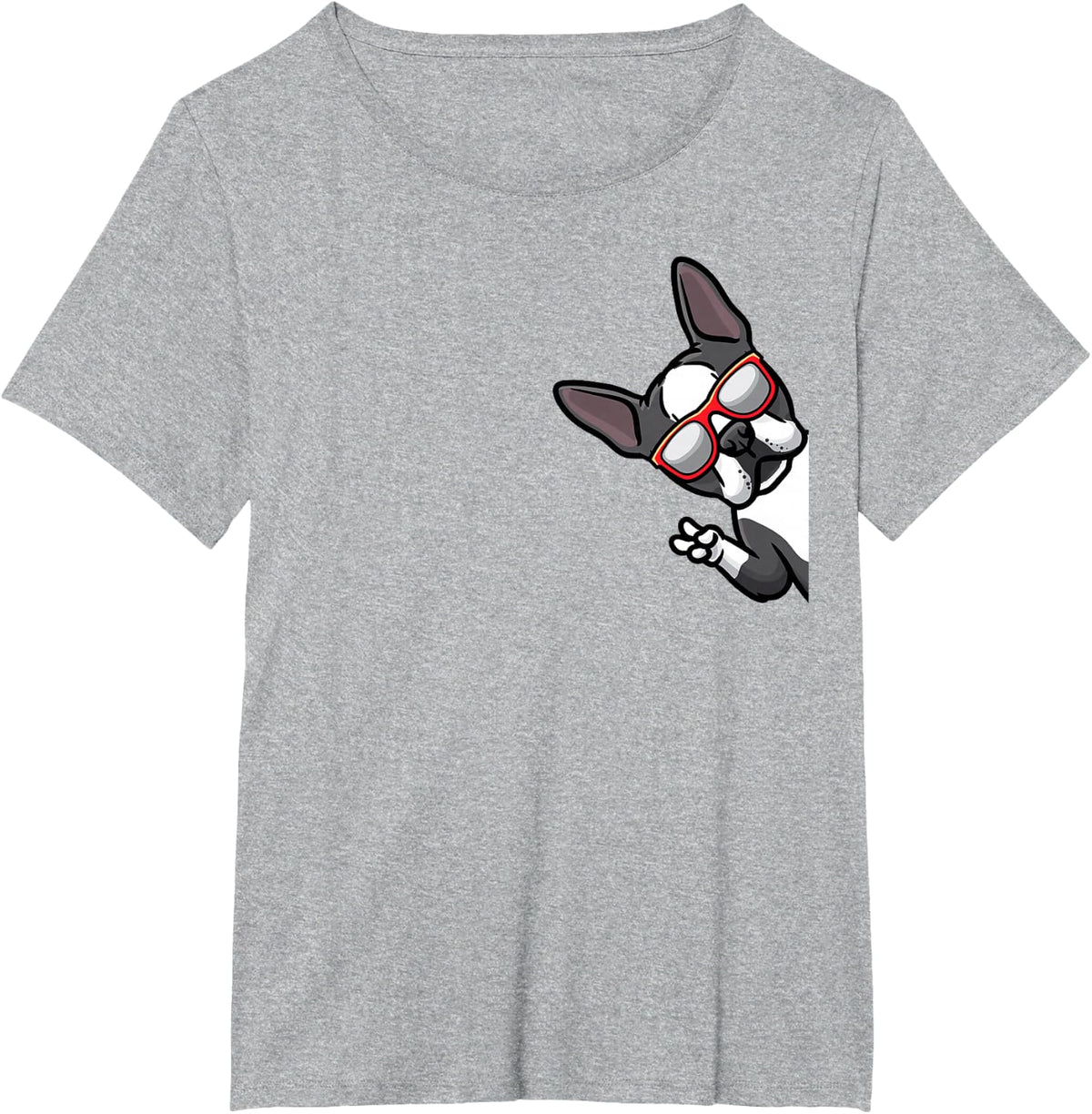 Boston Terrier Dog From Side Boston Bulldog Terrier T-Shirt - Heather Grey