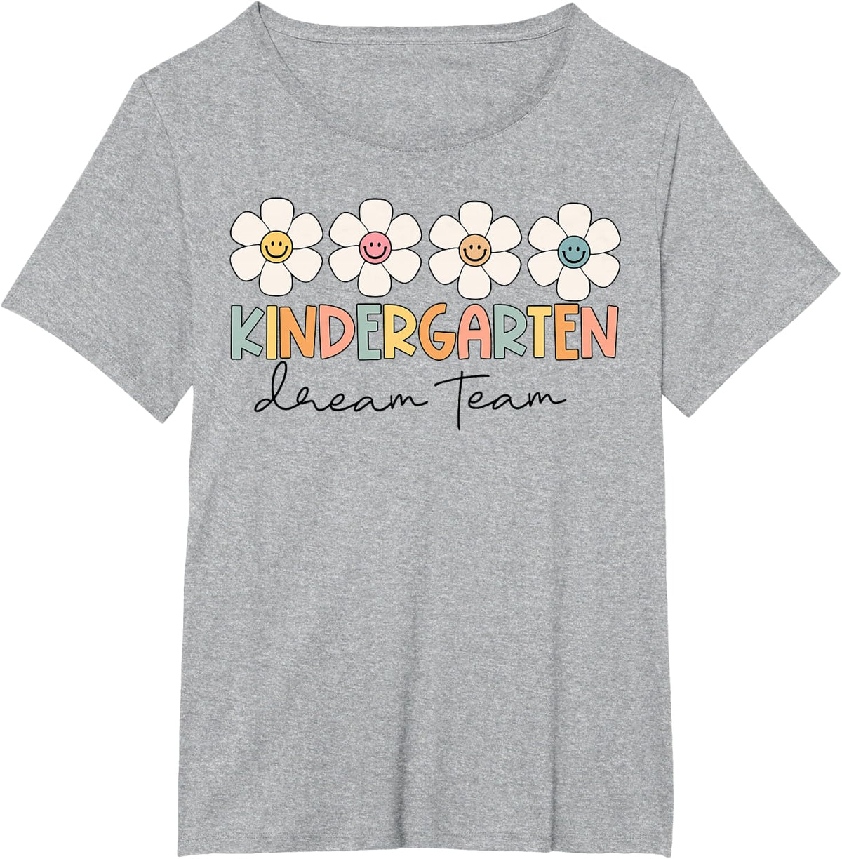 Kindergarten Dream Team Retro Back To School Teacher Student T-Shirt - Heather Grey