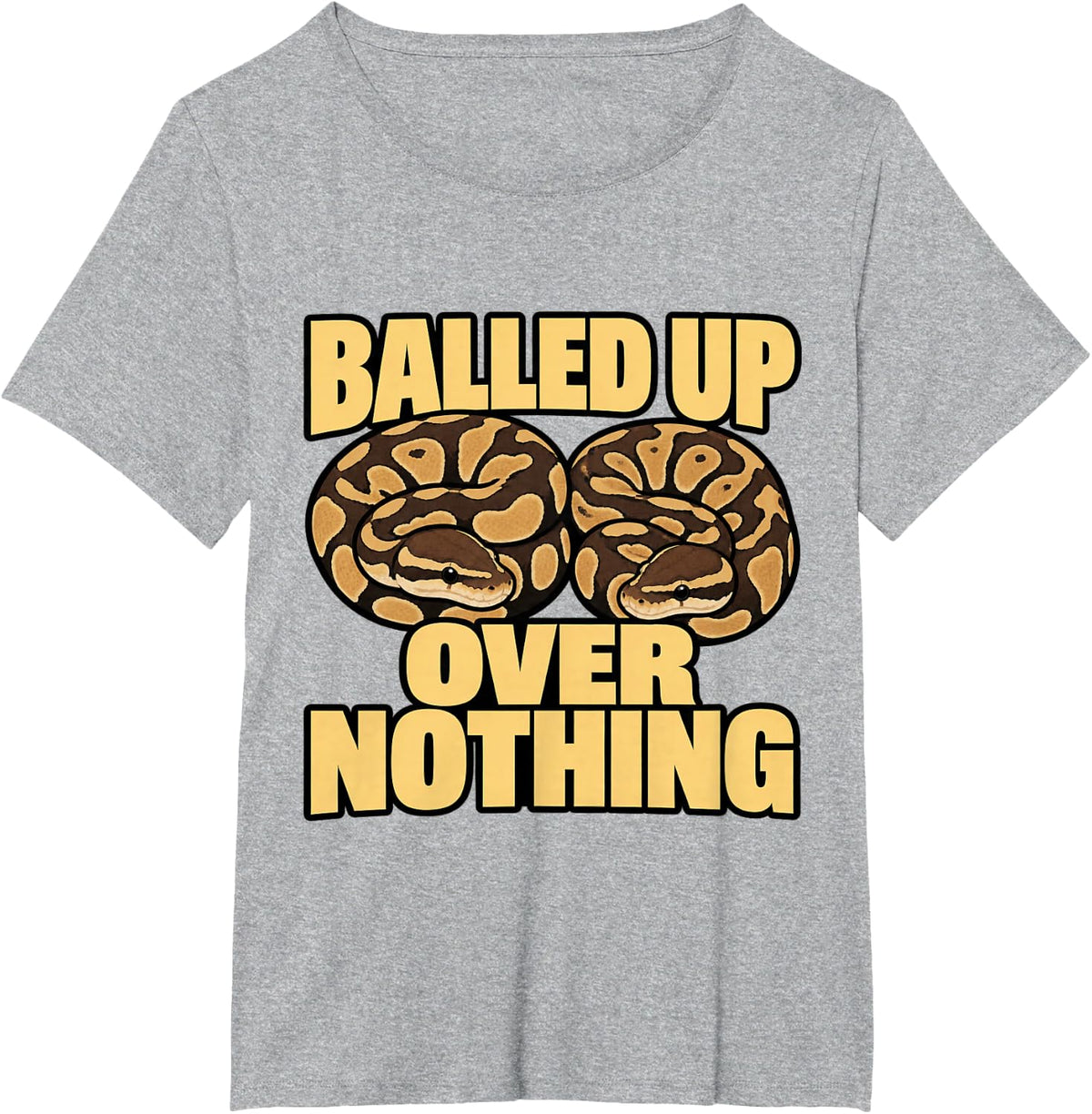 Ball Python Balled Up Over Nothing Snake Keeper Reptile T-Shirt - Heather Grey