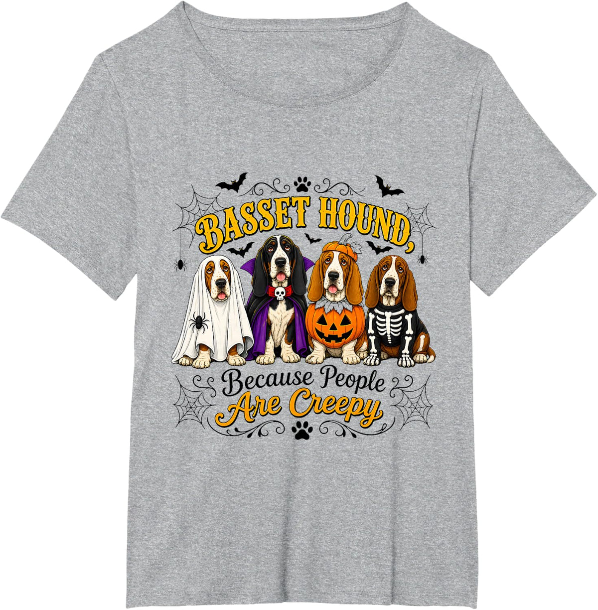 Basset Hound Halloween Costume Party T-Shirt - Heather Grey