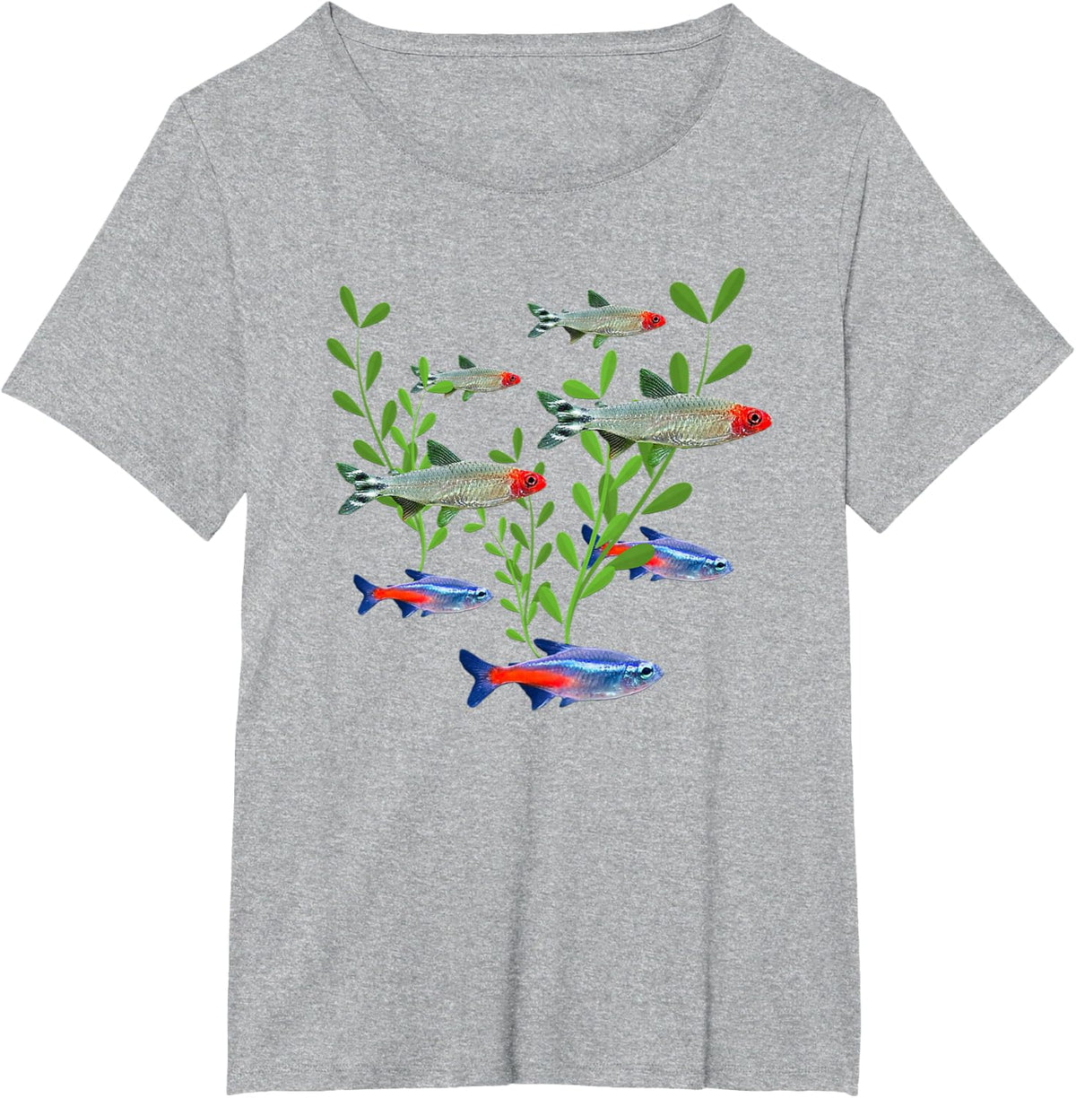 Tetras Aquarium Neon Tetras Rummy Nose Tetras Fish Gift Tee T-Shirt - Heather Grey
