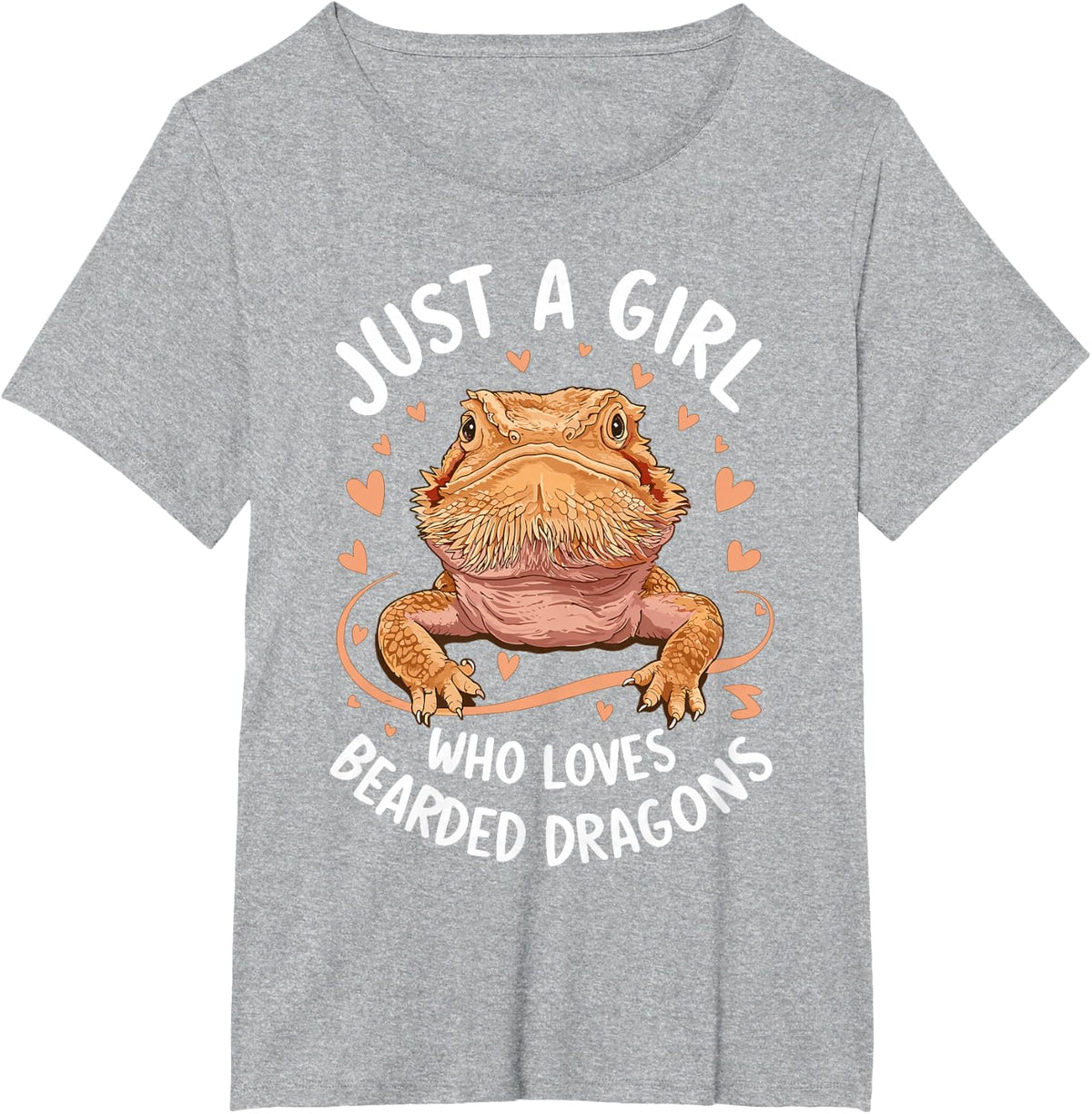 Just A Girl Who Loves Bearded Dragon T-Shirt Tee for Girls Women - Heather Grey