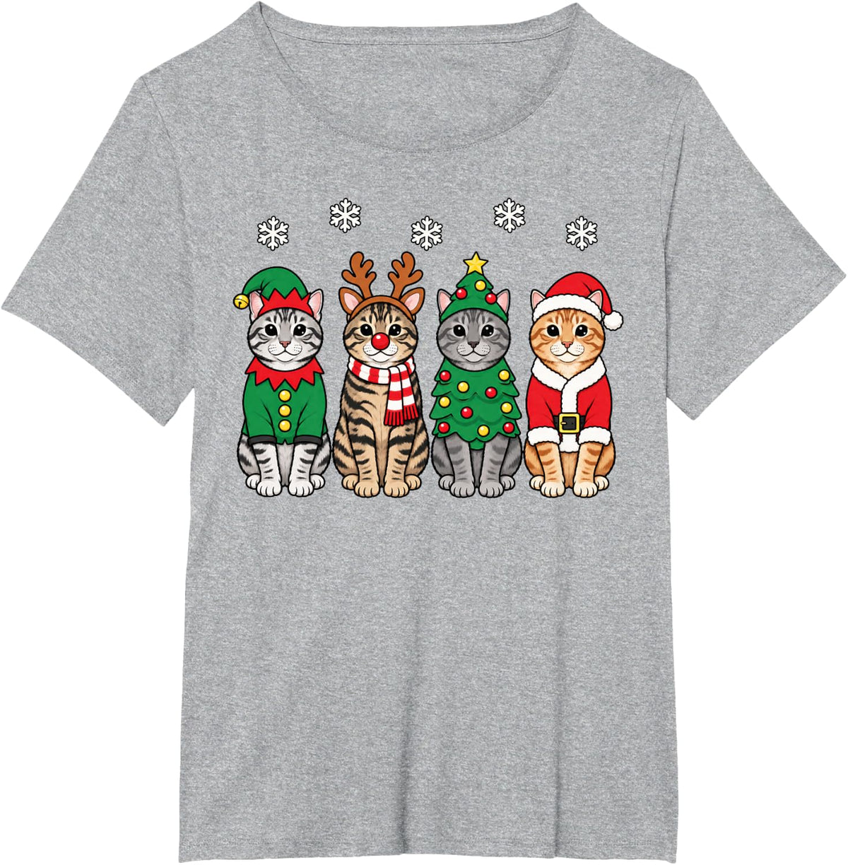 American Shorthair cat Christmas Reindeer Santa T-Shirt - Heather Grey