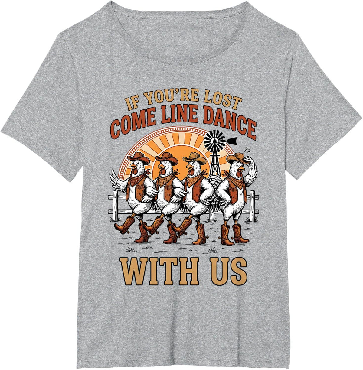 Line Dance Chicken Line Dancing Line Dancer T-Shirt - Heather Grey