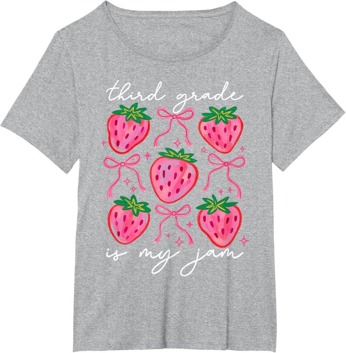 Third Grade is My Jam Strawberry Third Grade Teacher Women T-Shirt - Heather Grey
