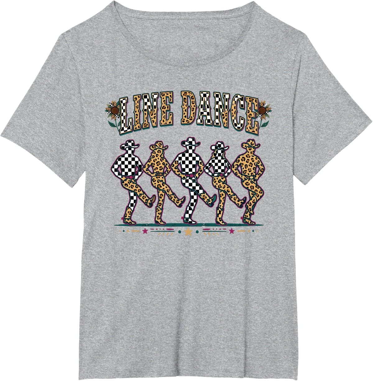 Line Dancing Leopard Line Dancer Line Dance T-Shirt - Heather Grey