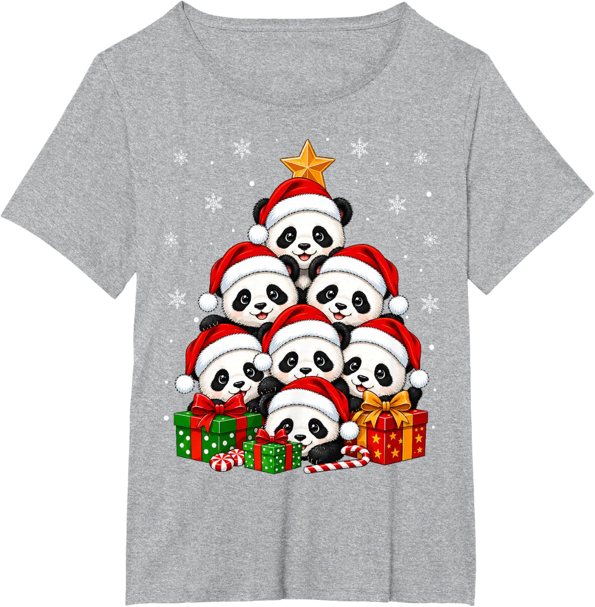 Panda Christmas Tree Cute Animal Festive Santa Panda Xmas T-Shirt - Heather Grey