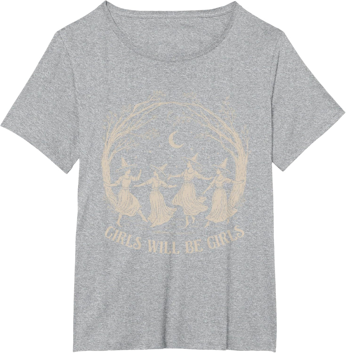 Girls Will Be Girls Witch Shirt Halloween Tees T-Shirts for Women Men Kids Witchy Spooky Season - Heather Grey