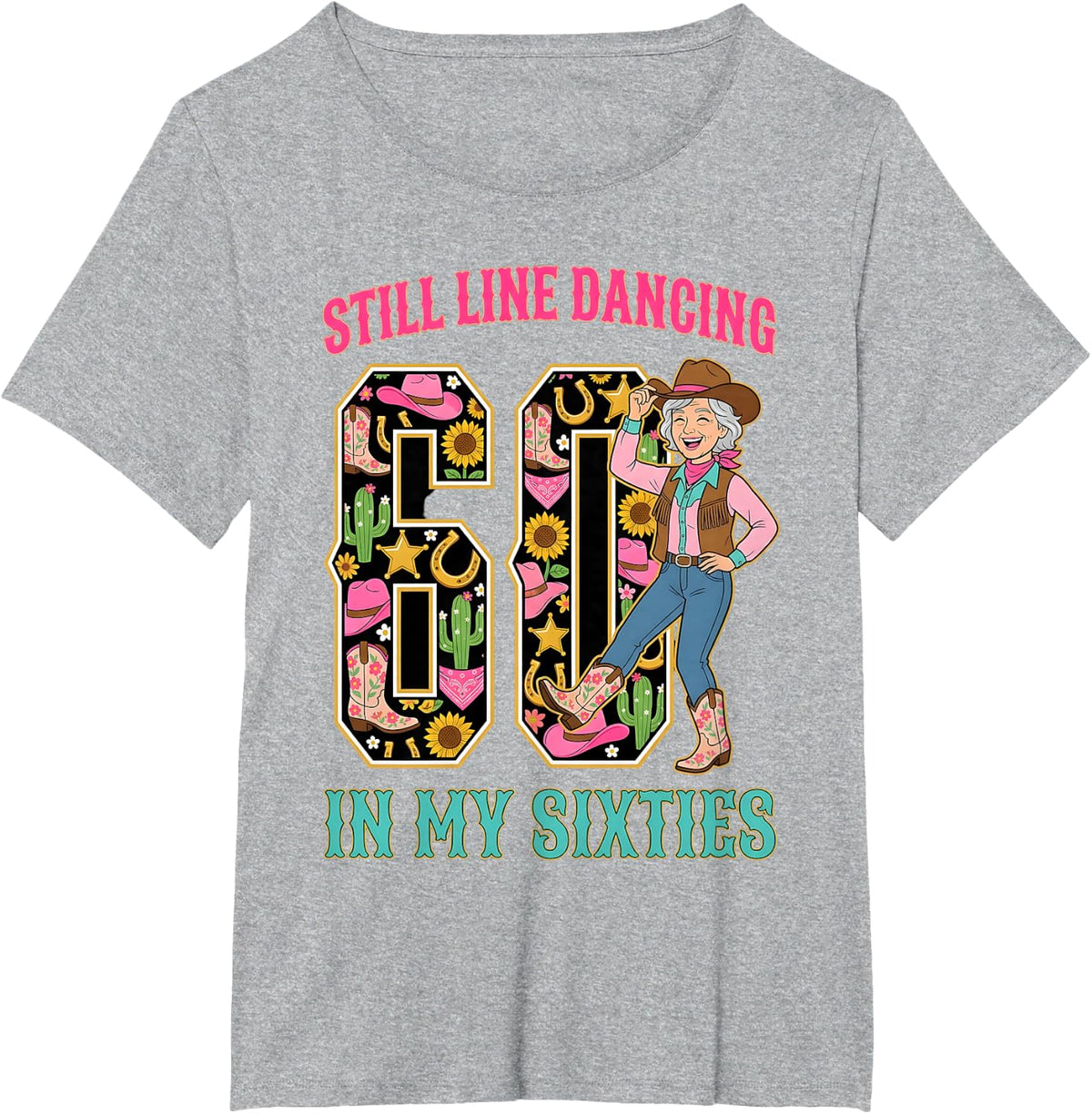 Line Dancing 60th Birthday Line Dancer Line Dance T-Shirt - Heather Grey
