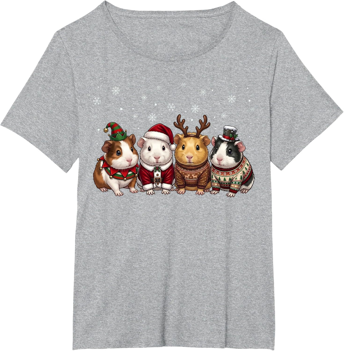 Santa Guinea Pig Christmas Funny Xmas Guinea Pig Men Women T-Shirt - Heather Grey