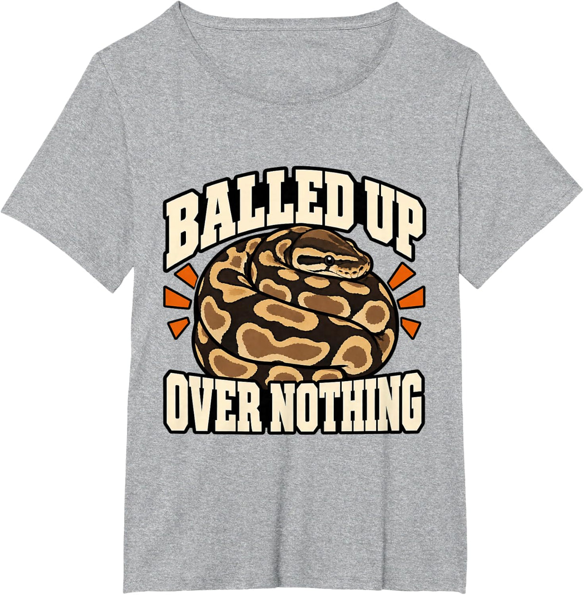 Ball Python Balled Up Over Nothing Snake Lover Reptile Funny T-Shirt - Heather Grey