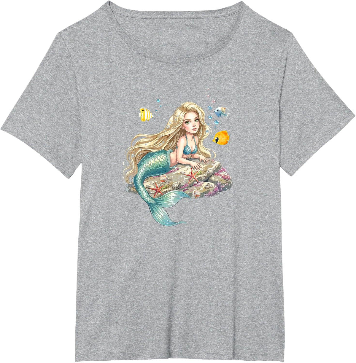 Beautiful Mermaid, Sea Maiden Sea Creatures Marine Mythology T-Shirt - Heather Grey