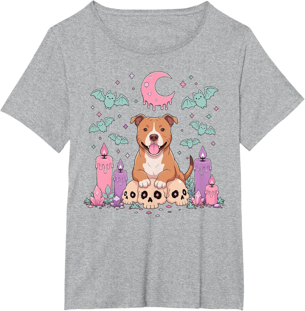 American Pit Bull Terrier Dog Lover Kawaii Pastel Goth T-Shirt - Heather Grey