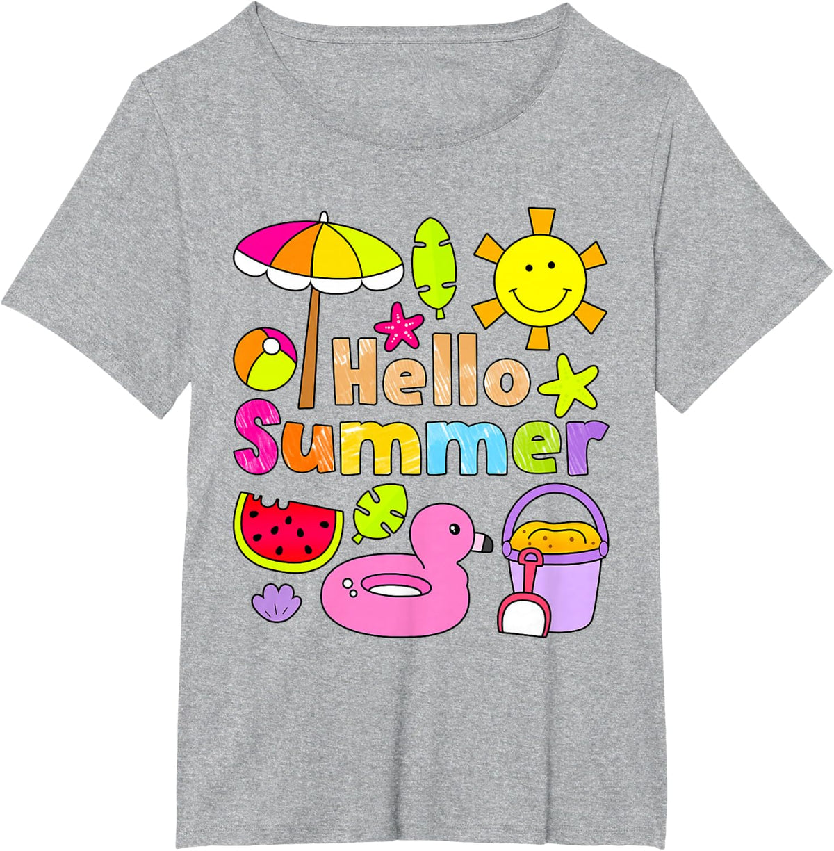 Hello Summer Happy Last Day Of School T-Shirt Toddler Kids Tee Summer Vacation - Heather Grey