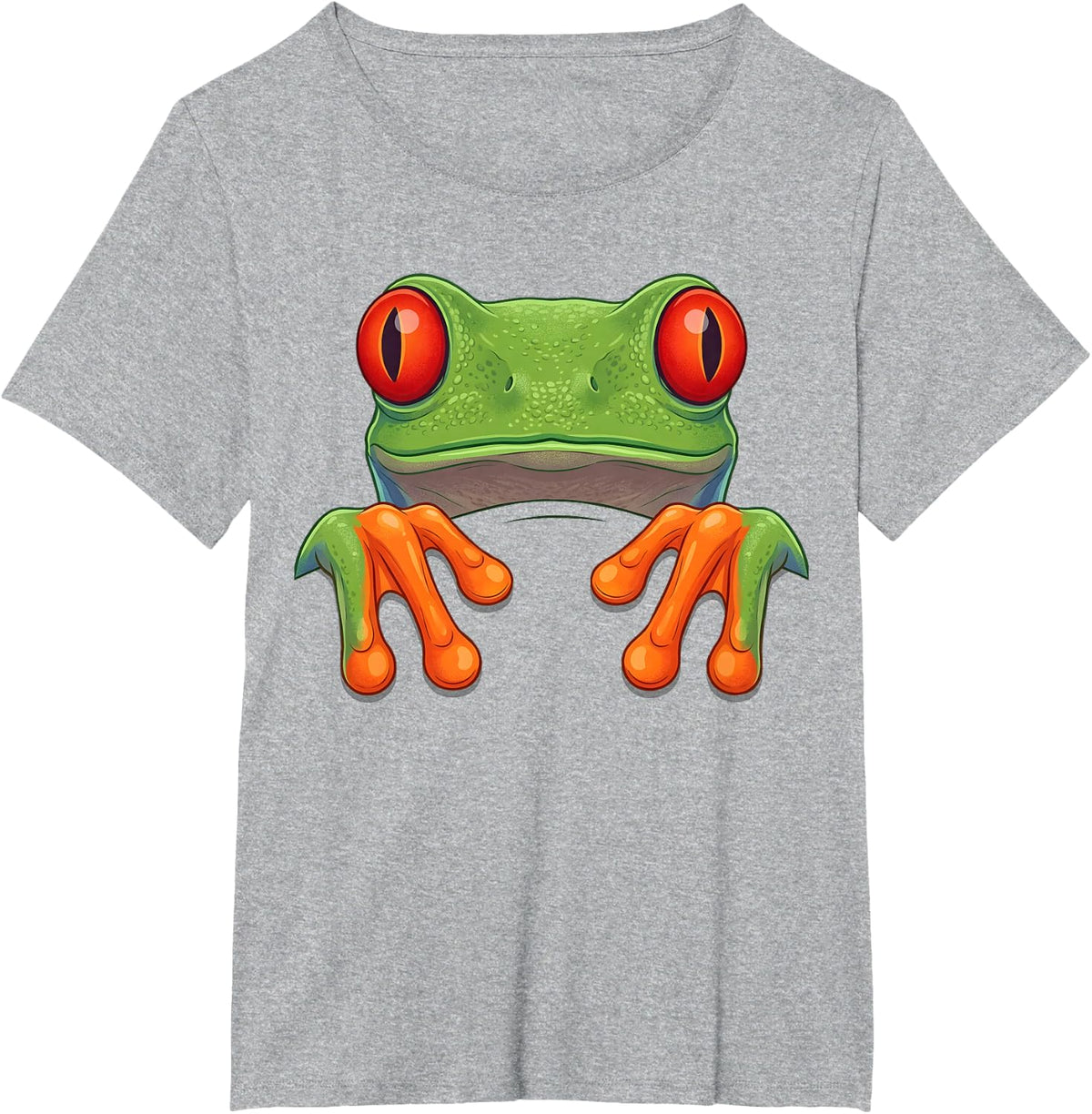 Red Eyed Tree Frog Peeking Tropical Rainforest T-Shirt - Heather Grey