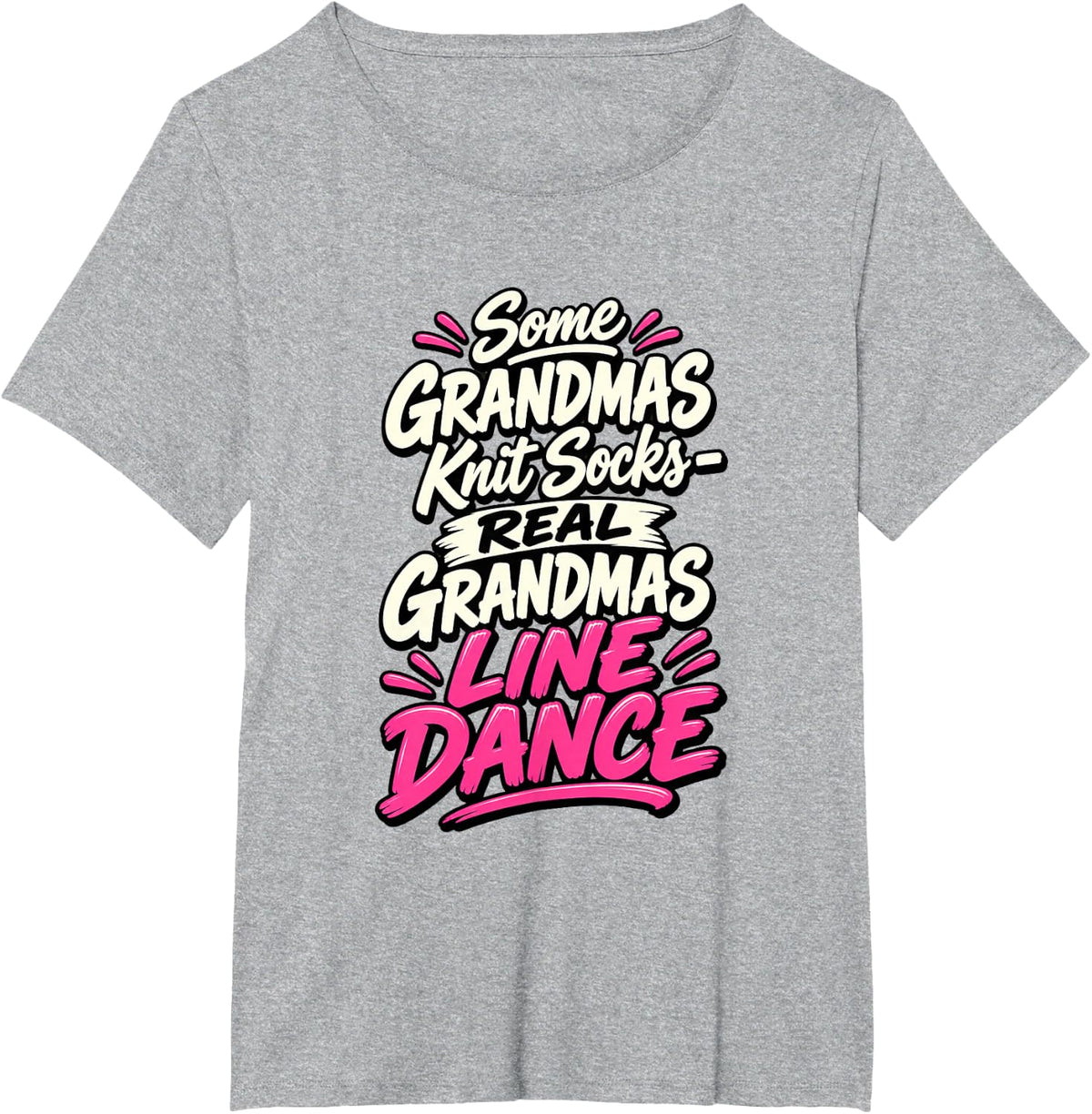Line Dance Grandma Western Country Humor T-Shirt - Heather Grey