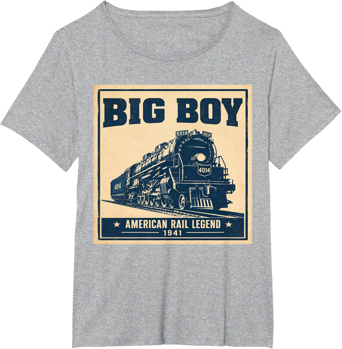 Big Boy 4014 Vintage Steam Train Railroad Heritage T-Shirt - Heather Grey