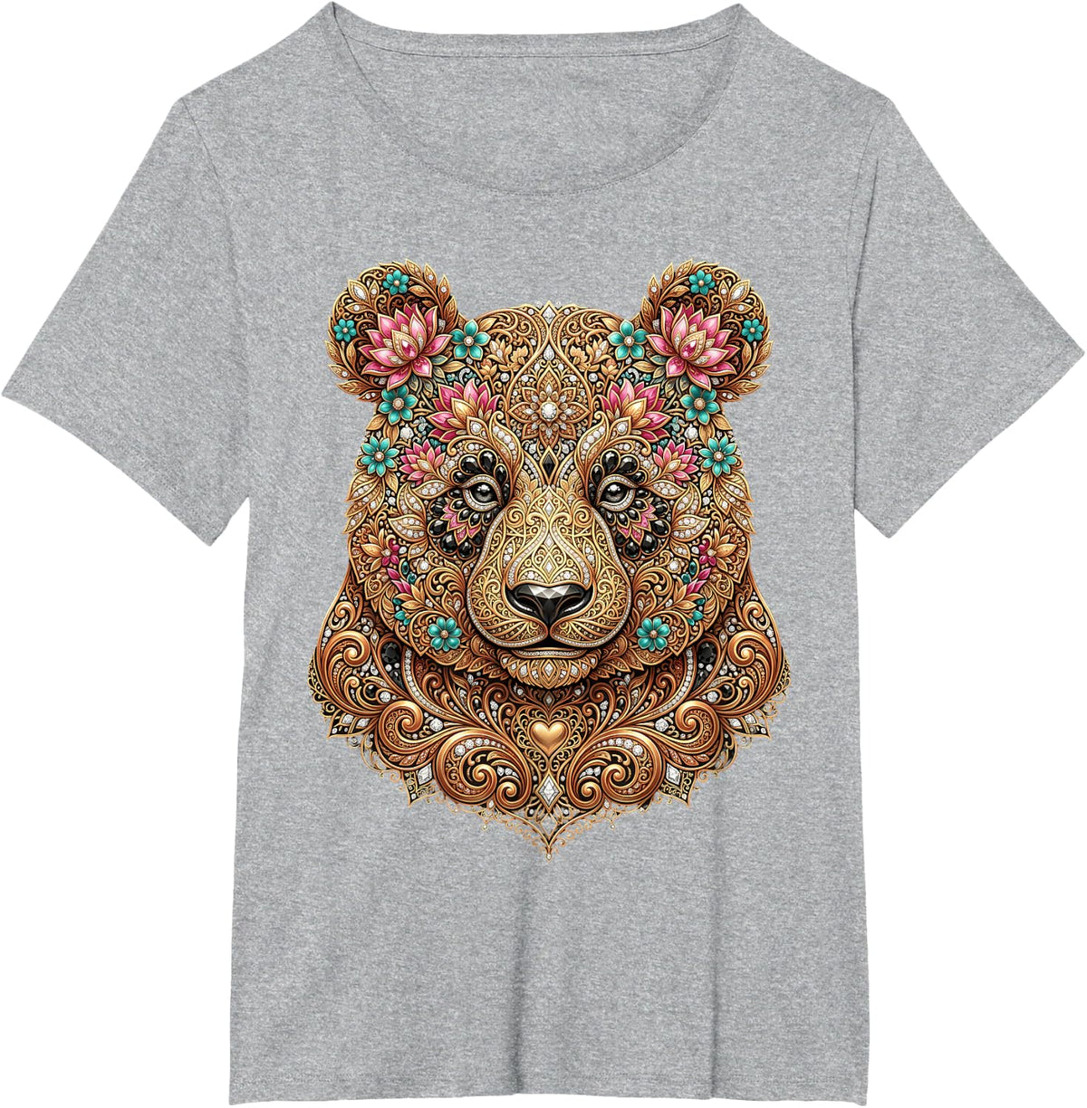 Panda Graphic Motif Animal Funny Panda Bear T-Shirt - Heather Grey