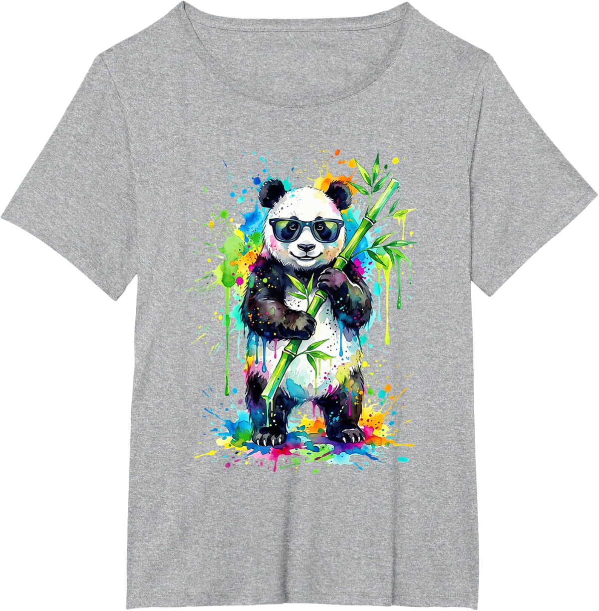 Panda Animal Splash T-Shirt - Heather Grey