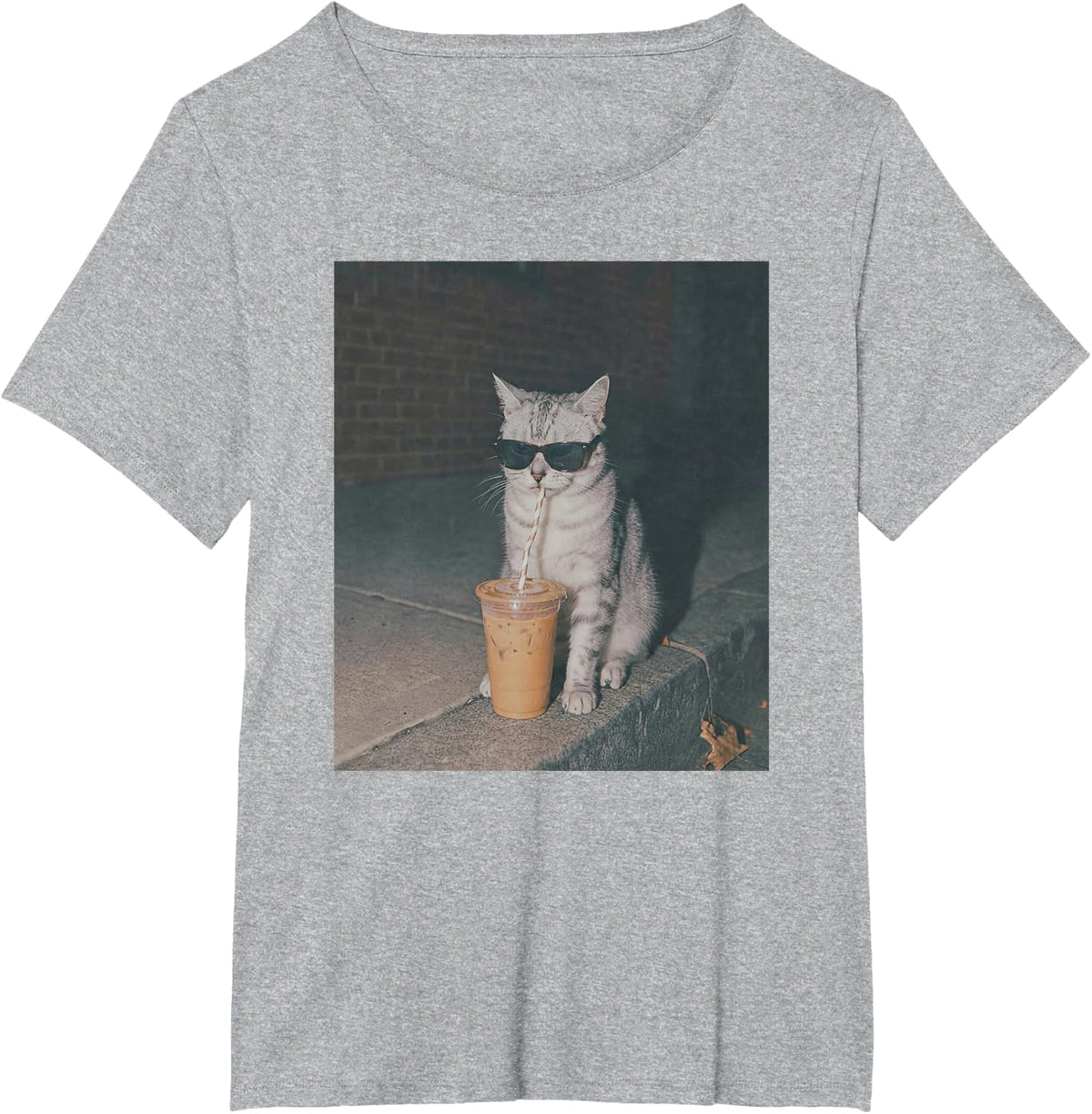 The Cat Who Lived (and Sipped) Funny cat T-Shirt - Heather Grey