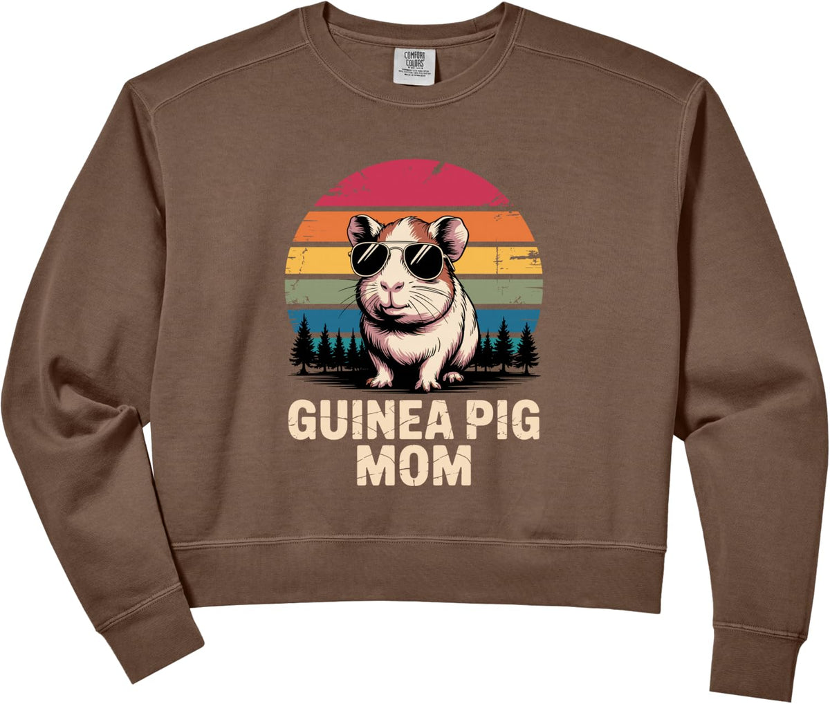 Women's Guinea Pig Mom Design For Women Girls Guinea Pig Pet Owner Comfort Colors Crop Sweatshirt - Espresso