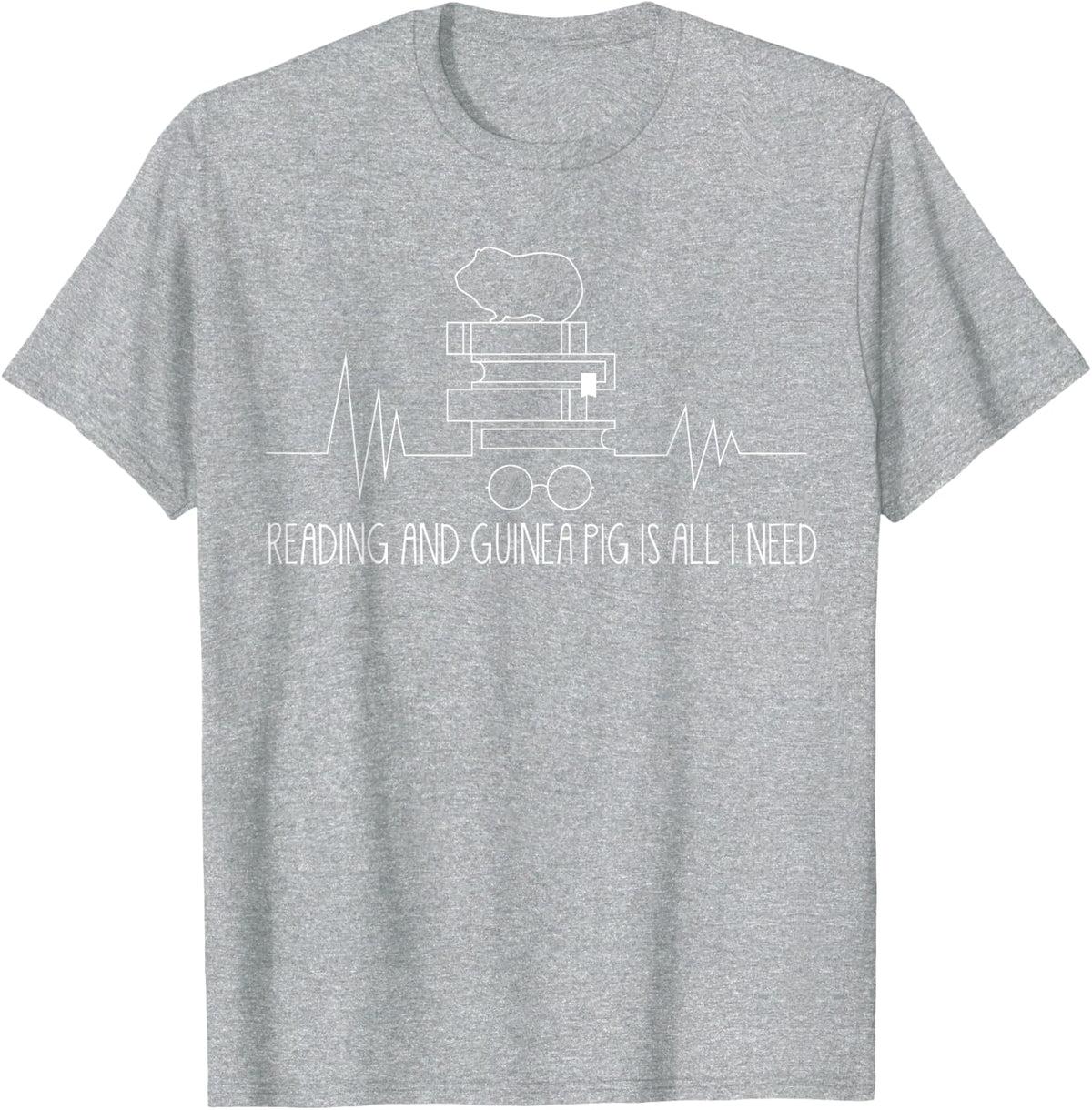 Reading and Guinea Pig Cute Book Rodent T-Shirt - Heather Grey