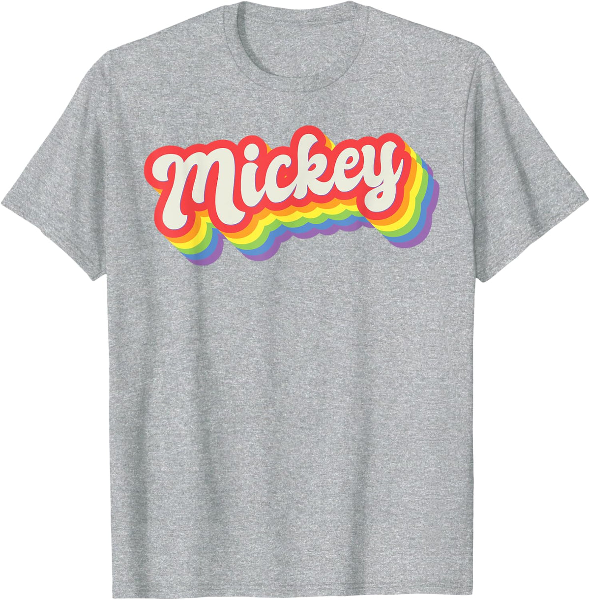 Mickey Pride Month LGBTQ Rainbow Flag Name Personalised T-Shirt - Heather Grey